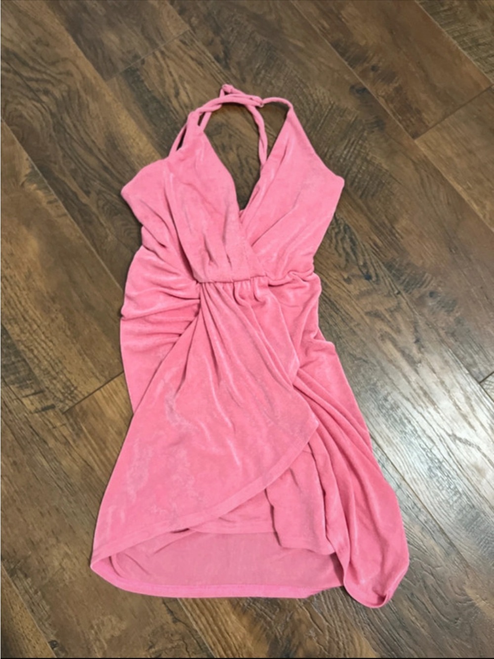 Sleeveless Pink Mini Dress with Ruched Waist
